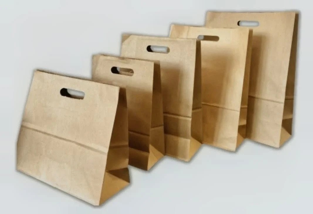 Bolsa de regalería kraft manija riñon 21x30 x50u.