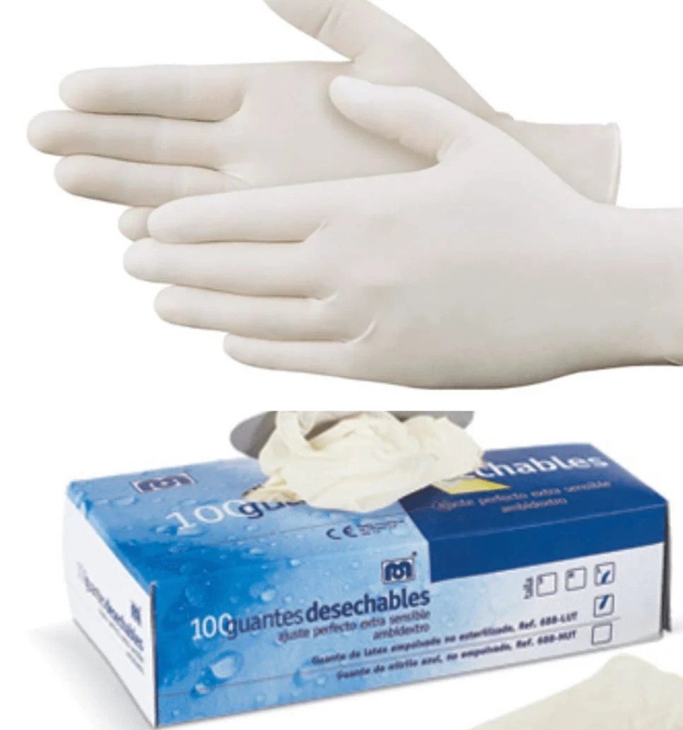 Caja de guantes de latex x 100u. TALLE S.M.L