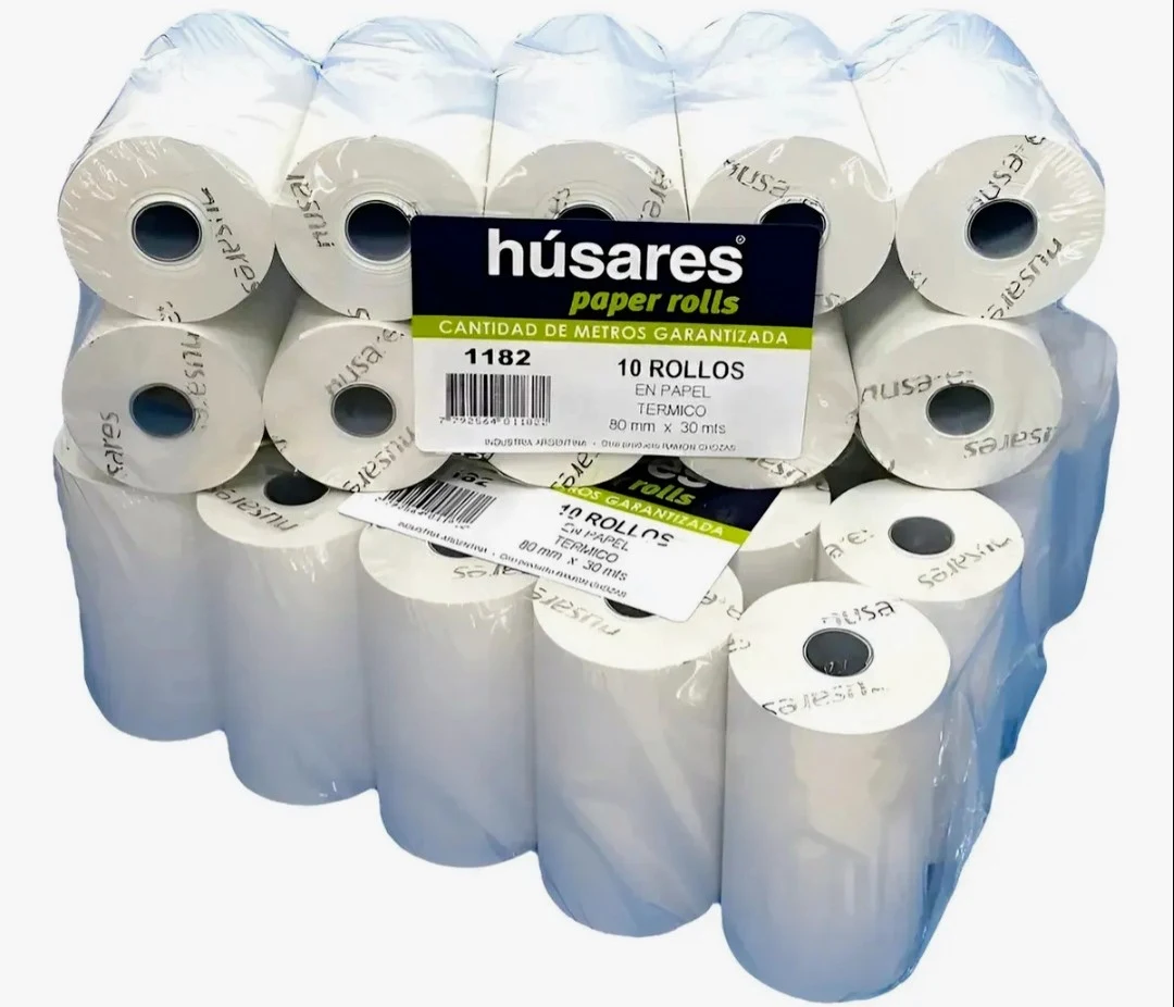 Rollo térmico 80mmx30mts x10u. Husares cod 1182