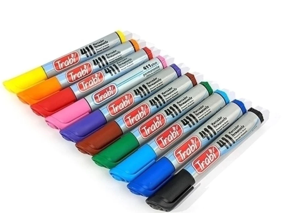 Marcador permanente TRABI 411 p/rendonda colores varios (2mm/5mm)